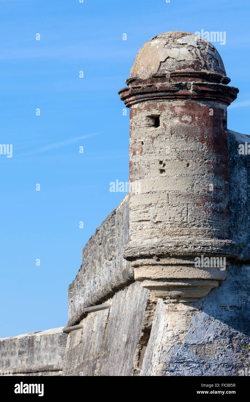 St. Augustine, Florida, USA.  Fort San Marcos, 1672-1695 errichtet.  San Marcos Wachposten. Stockfoto