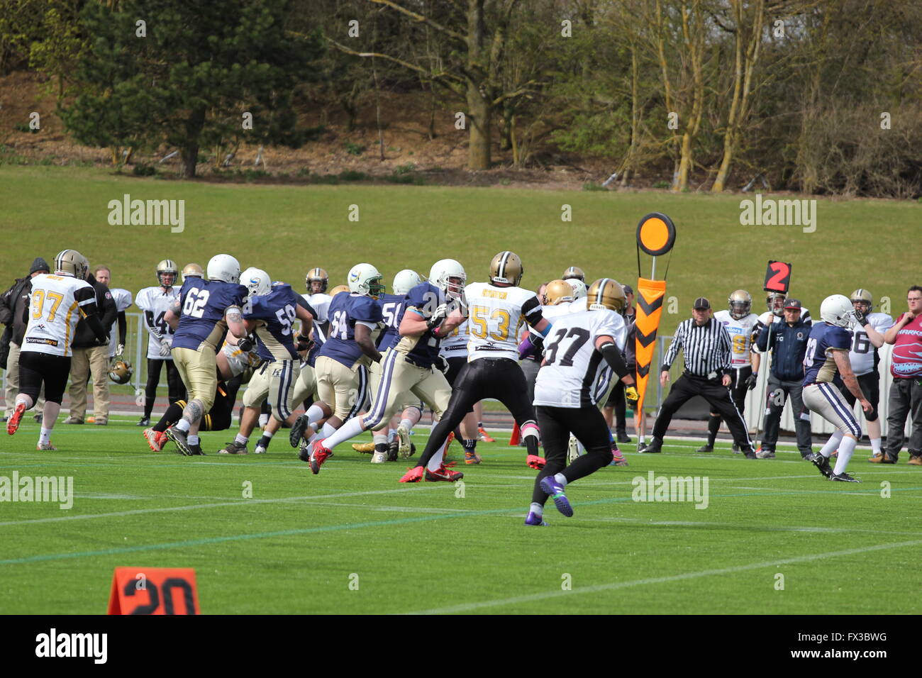 American Football, Oxford Heiligen versus kornischen Haie Stockfoto