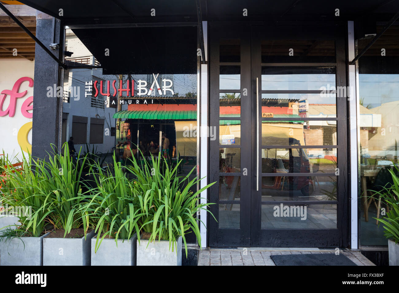 Sushi-Bar, Negombo Strand, Sri Lanka, Asien Stockfoto
