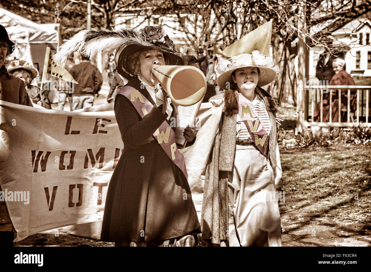 Lassen Sie Frauen Abstimmung Womans Sufferage März Reenactment Stockfoto
