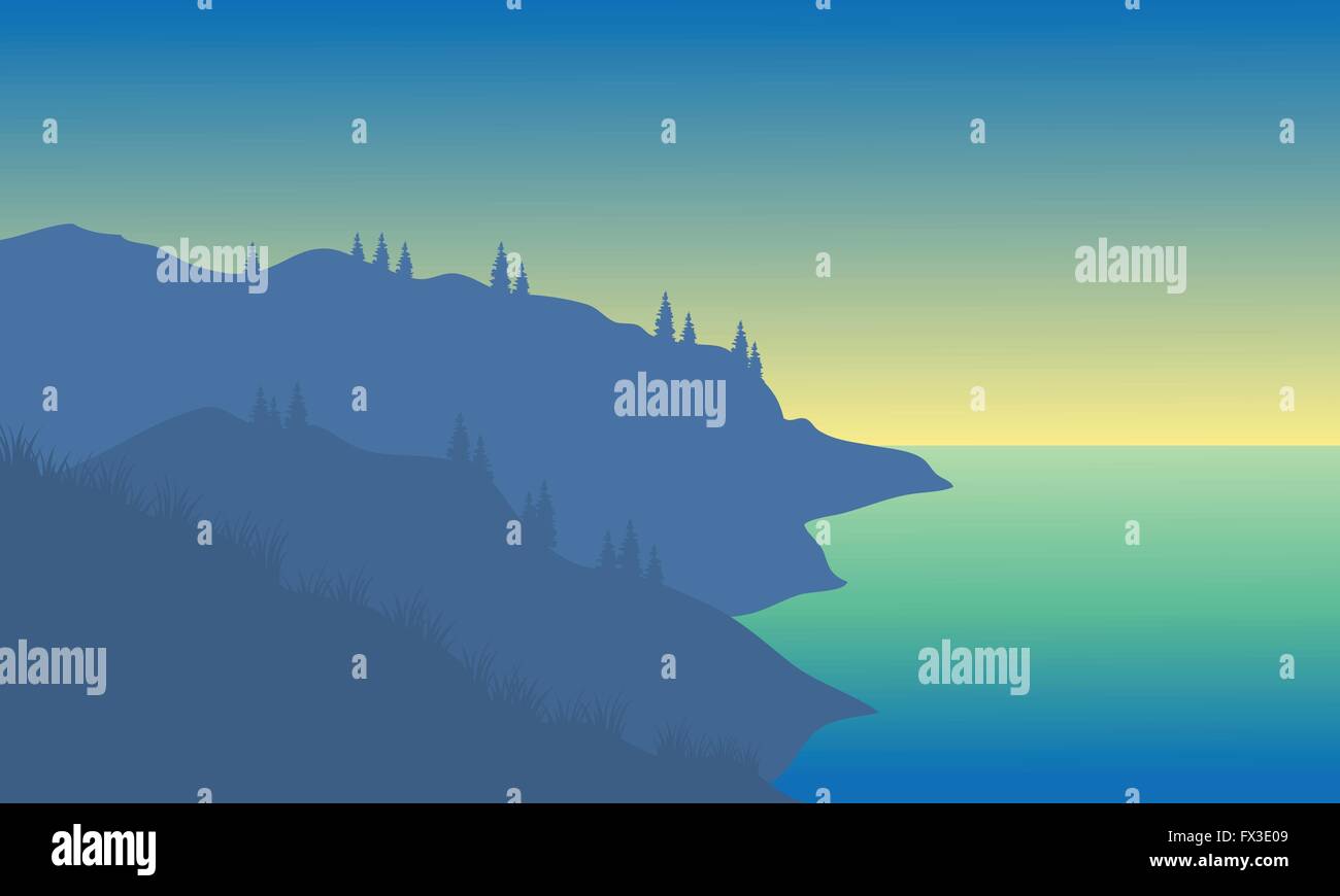 Silhouette des Meeres Stock Vektor