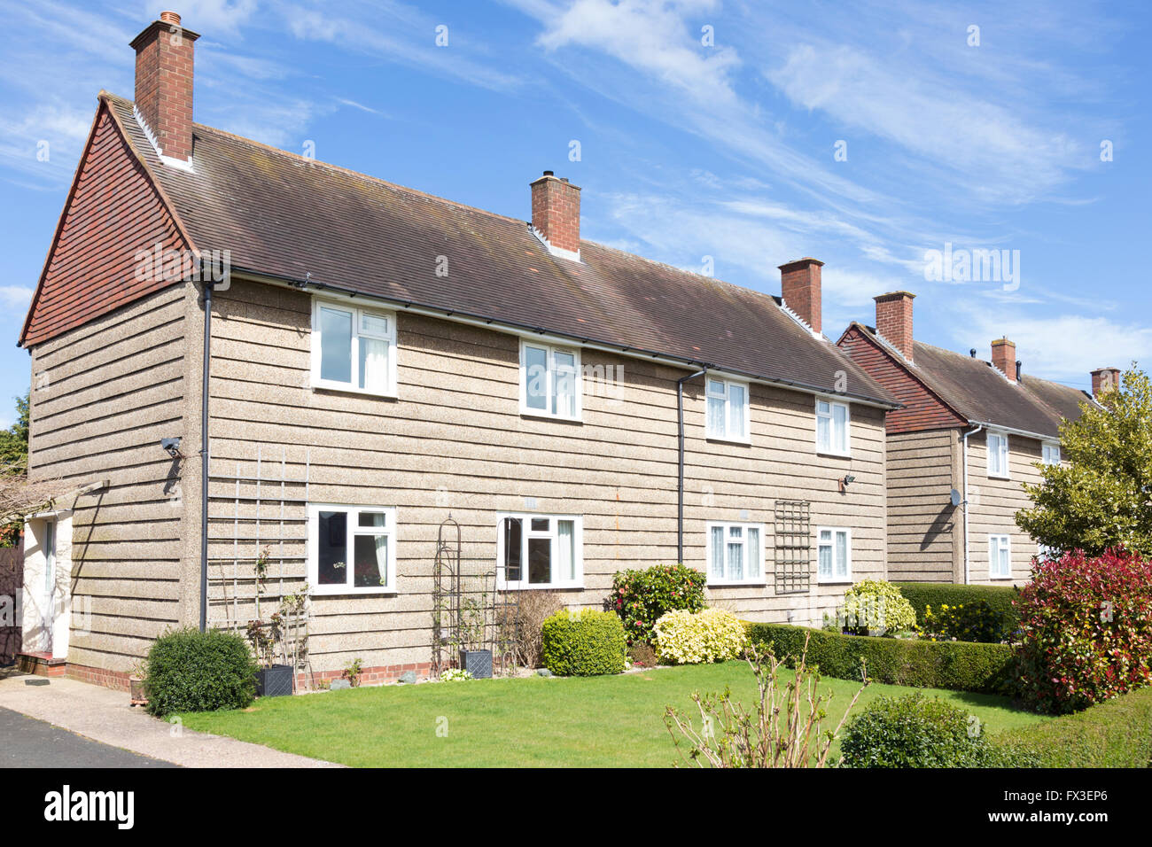 Nach dem zweiten Weltkrieg vorgefertigte konkrete Häuser, England, UK Stockfoto