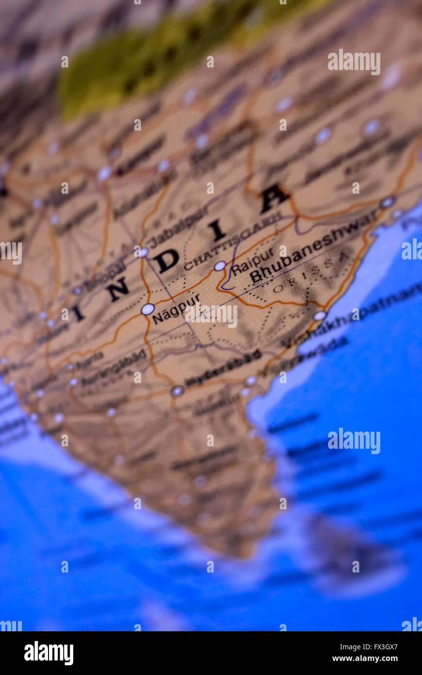 Landkarte von Indien Stockfoto