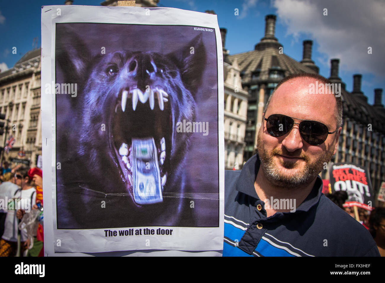 "Keine mehr Sparmaßnahmen" Protestmarsch, London, 21. Juni 2014 Stockfoto