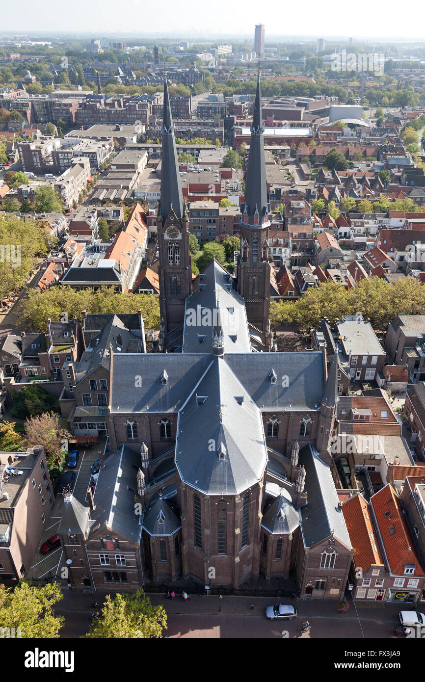 Rückseite der Maria van Jessekerk, gesehen vom Turm der Kirche Stockfoto