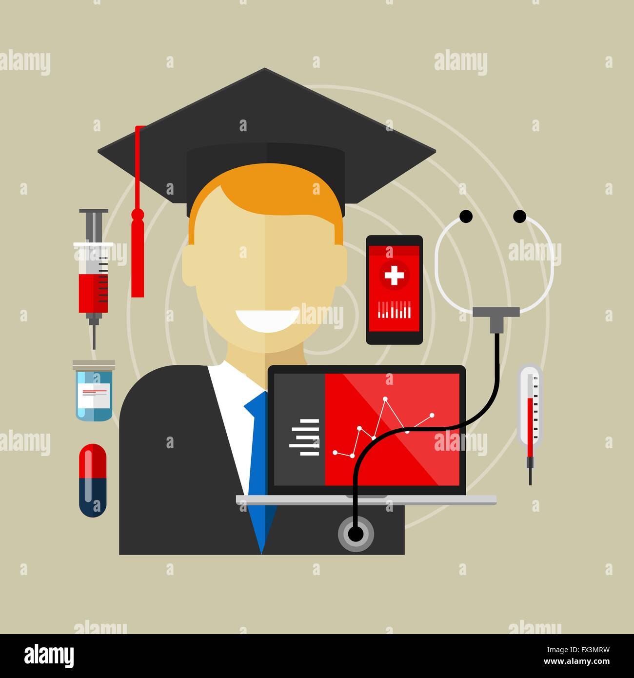 medizinische Ausbildung Klasse Hochschulabsolvent Stock Vektor