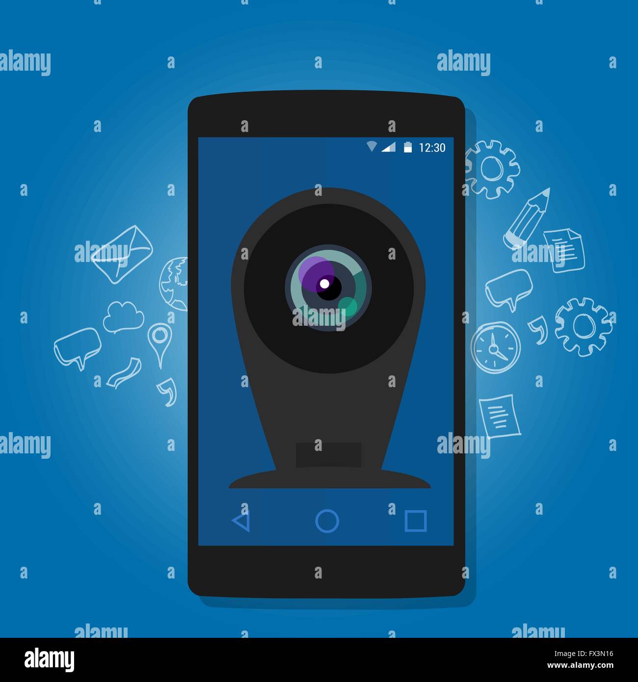Online-Handy-Kamera Webcam Sicherheitsüberwachung Internet Stock Vektor