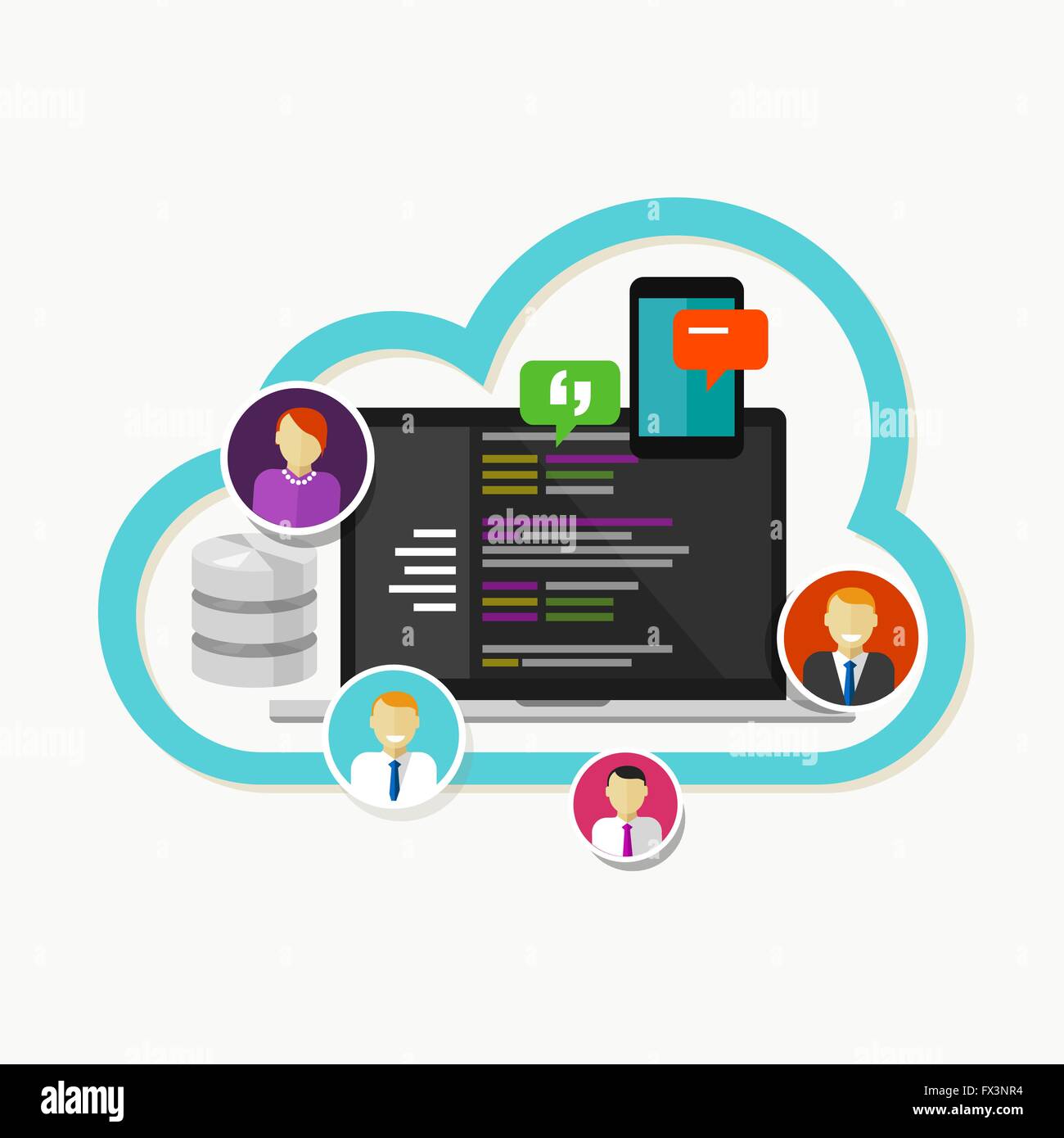 Programmierung Web Development Team Zusammenarbeit Git hub Stock Vektor