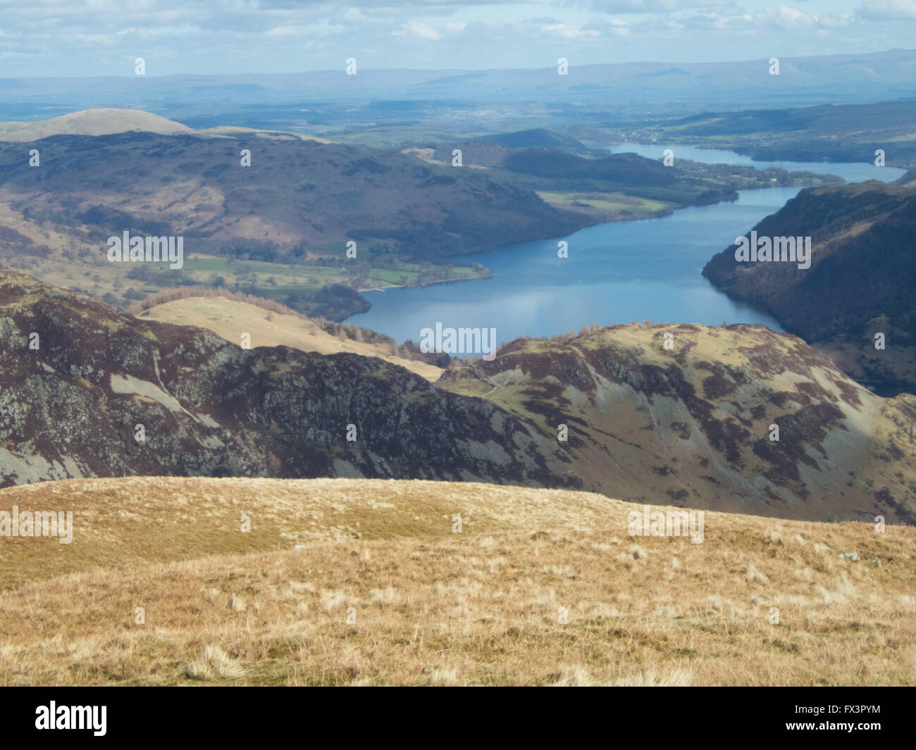 Ullswater, vom Gipfel des Birkhouse Moor, Nationalpark Lake District, Cumbria Stockfoto