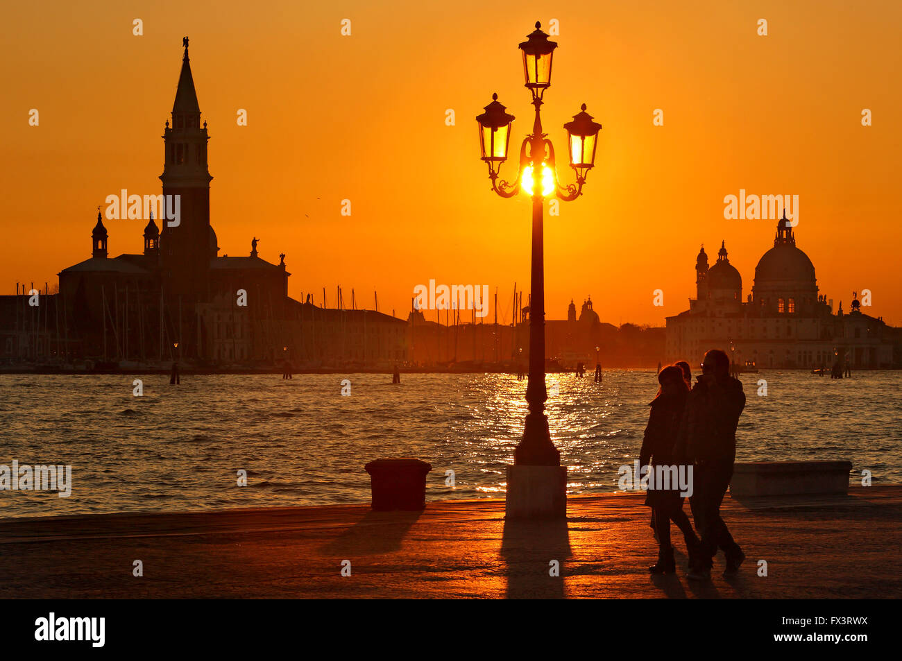 Sonnenuntergang im Sestiere di Castello, Venedig (Venezia). Stockfoto