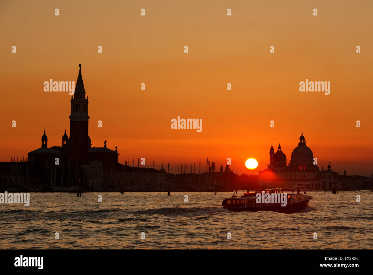 Sonnenuntergang im Sestiere di Castello, Venedig (Venezia). Stockfoto