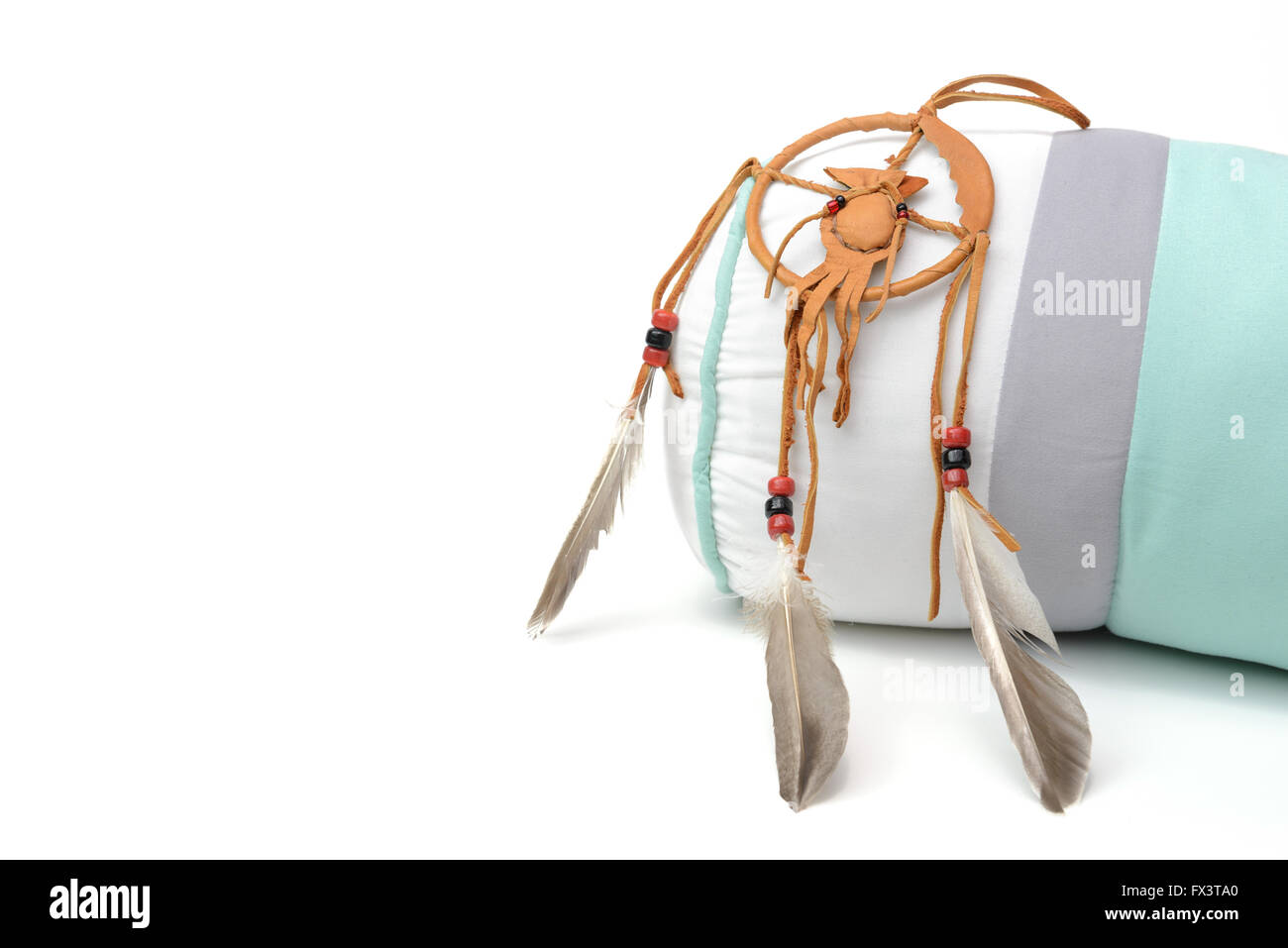Braune Traumfänger, weiches Leder, handgefertigt von Navajo Stockfoto