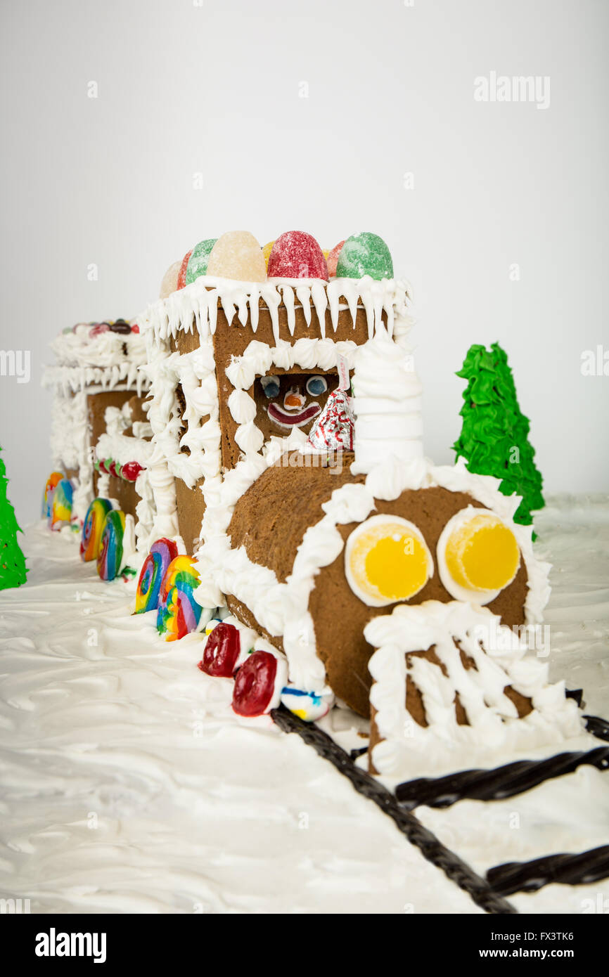 Hausgemachte Santa Lebkuchen Zug Szene Stockfoto