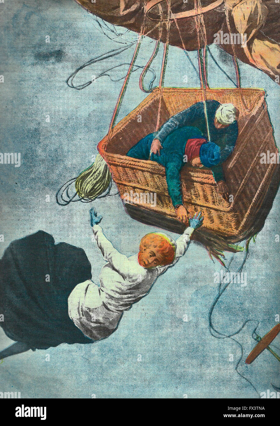 Die Dramen von einem Luftschiffer - eine Dame Ballonfahrer fallen, in Bayern 1913 Stockfoto