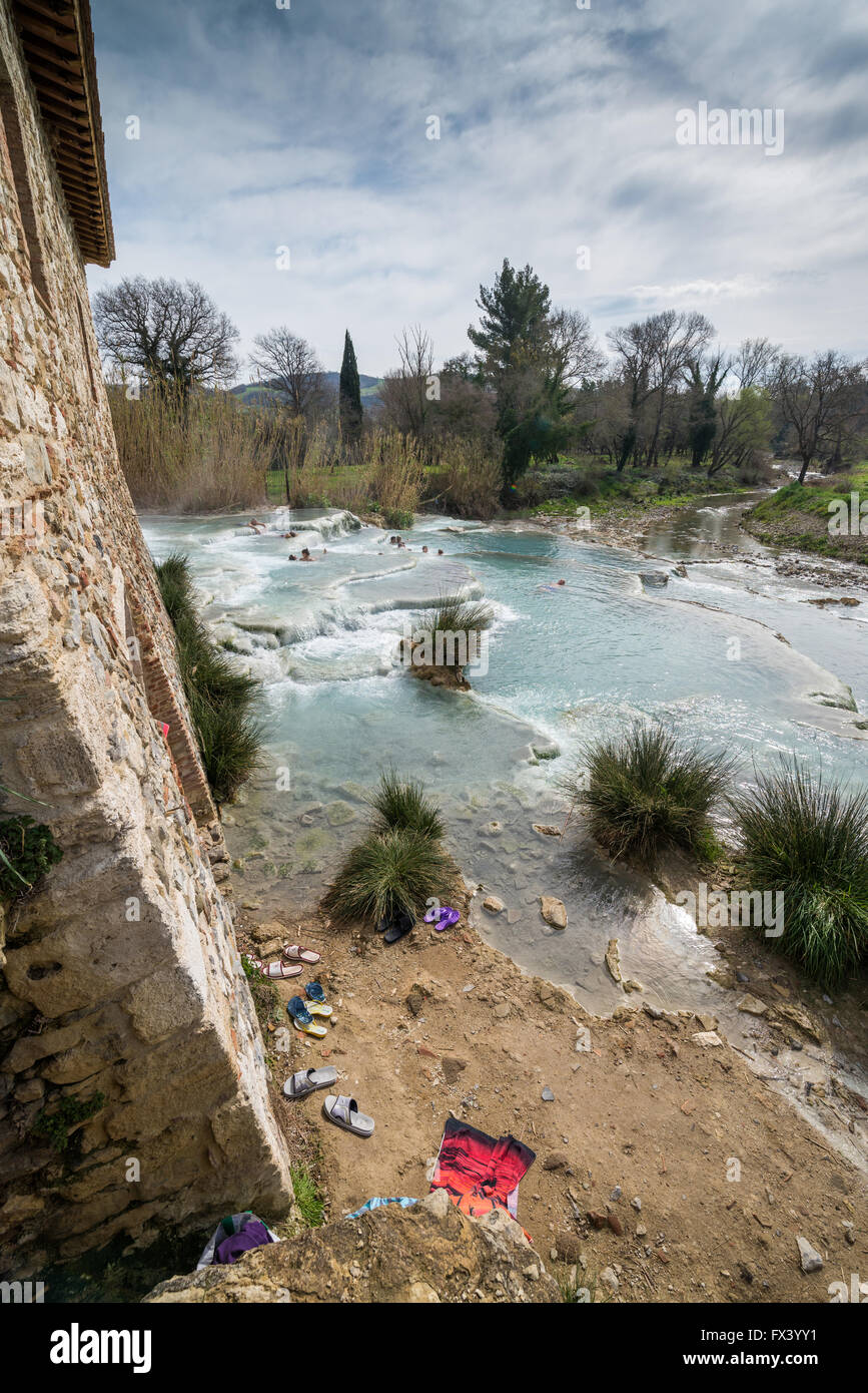 Cascate del Mulino (Mühle Wasserfall) in den Thermen von Saturnia, Grosetto, Toskana, Italien, Europa Stockfoto