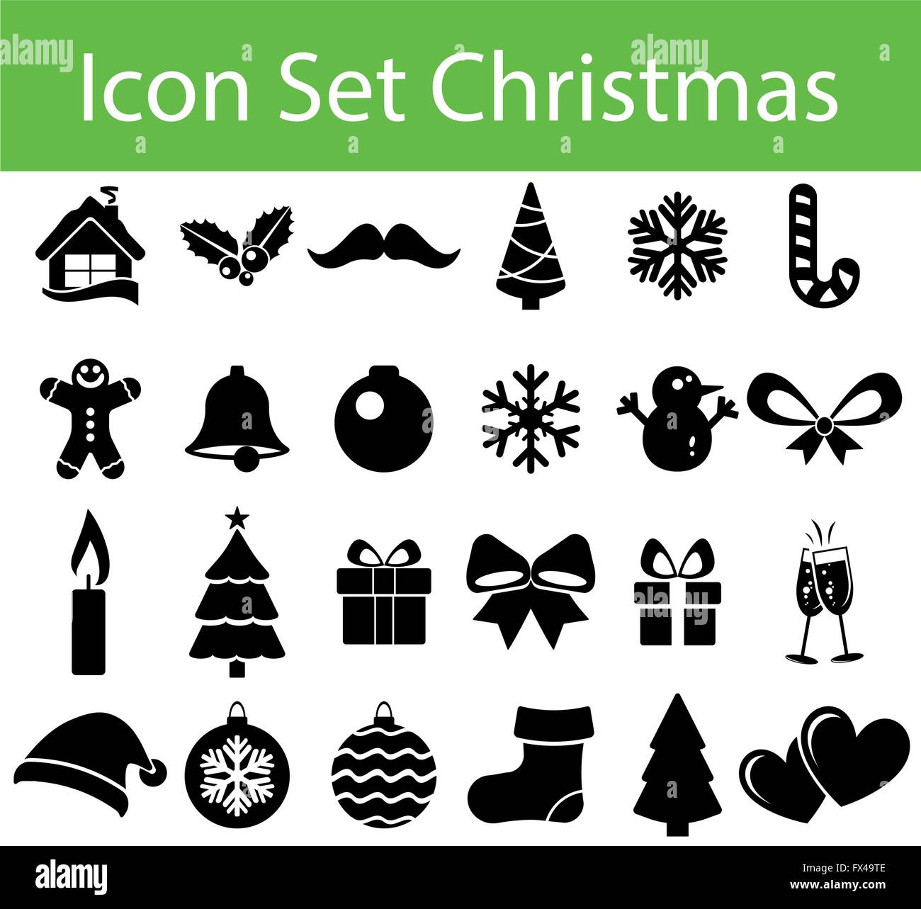 Icon Set Weihnachten mit 24 Symbole für verschiedene Kauf im Web Und Grafikdesign Stock Vektor