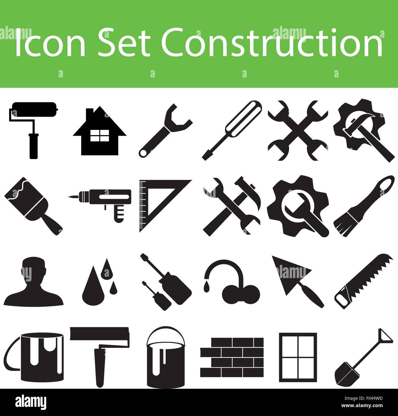 Icon Set Bau ich mit 24 Symbole für verschiedene Kauf Stock Vektor