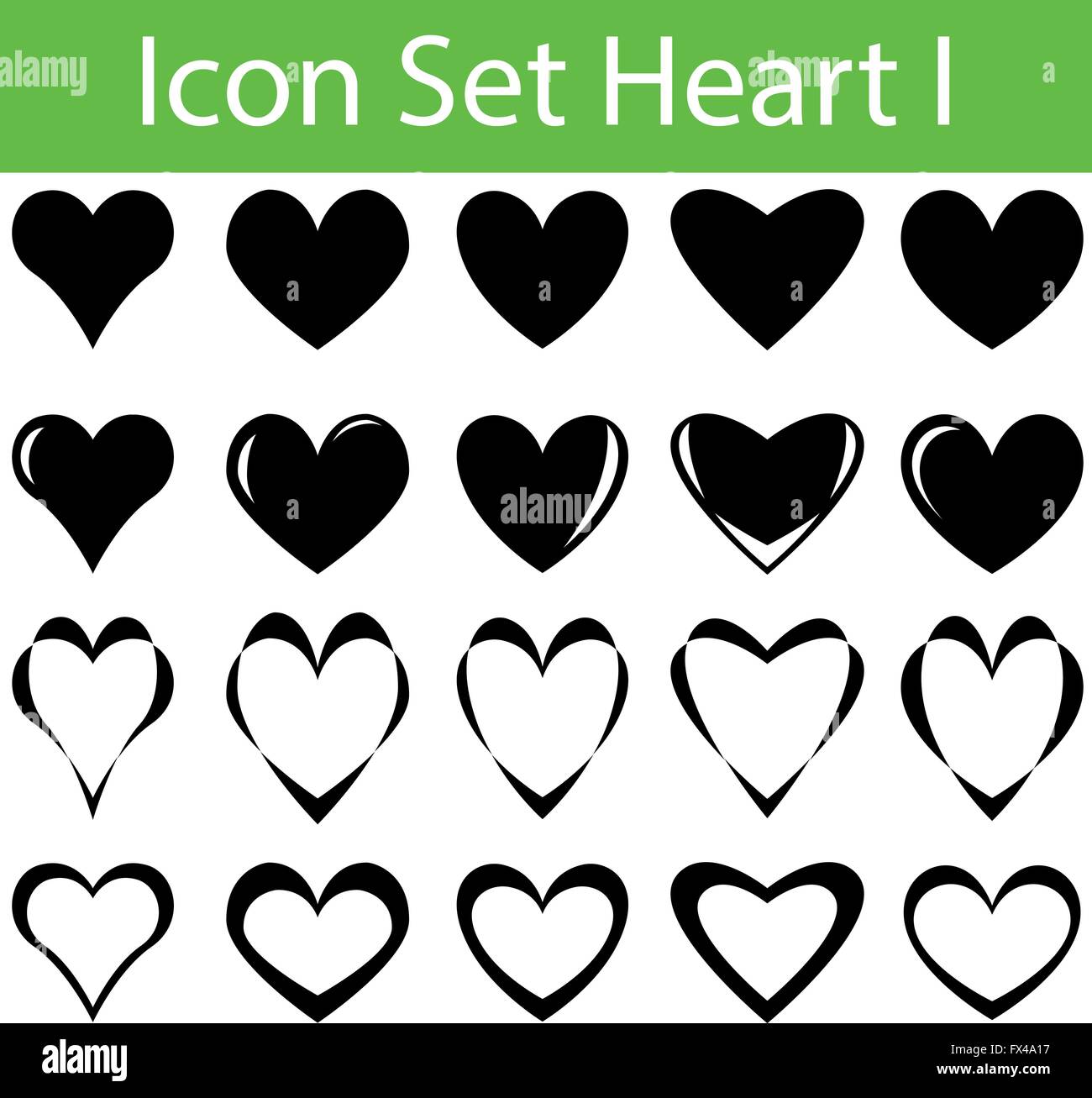 Icon-Set Herz ich mit 20 Symbole für verschiedene Kauf Stock Vektor