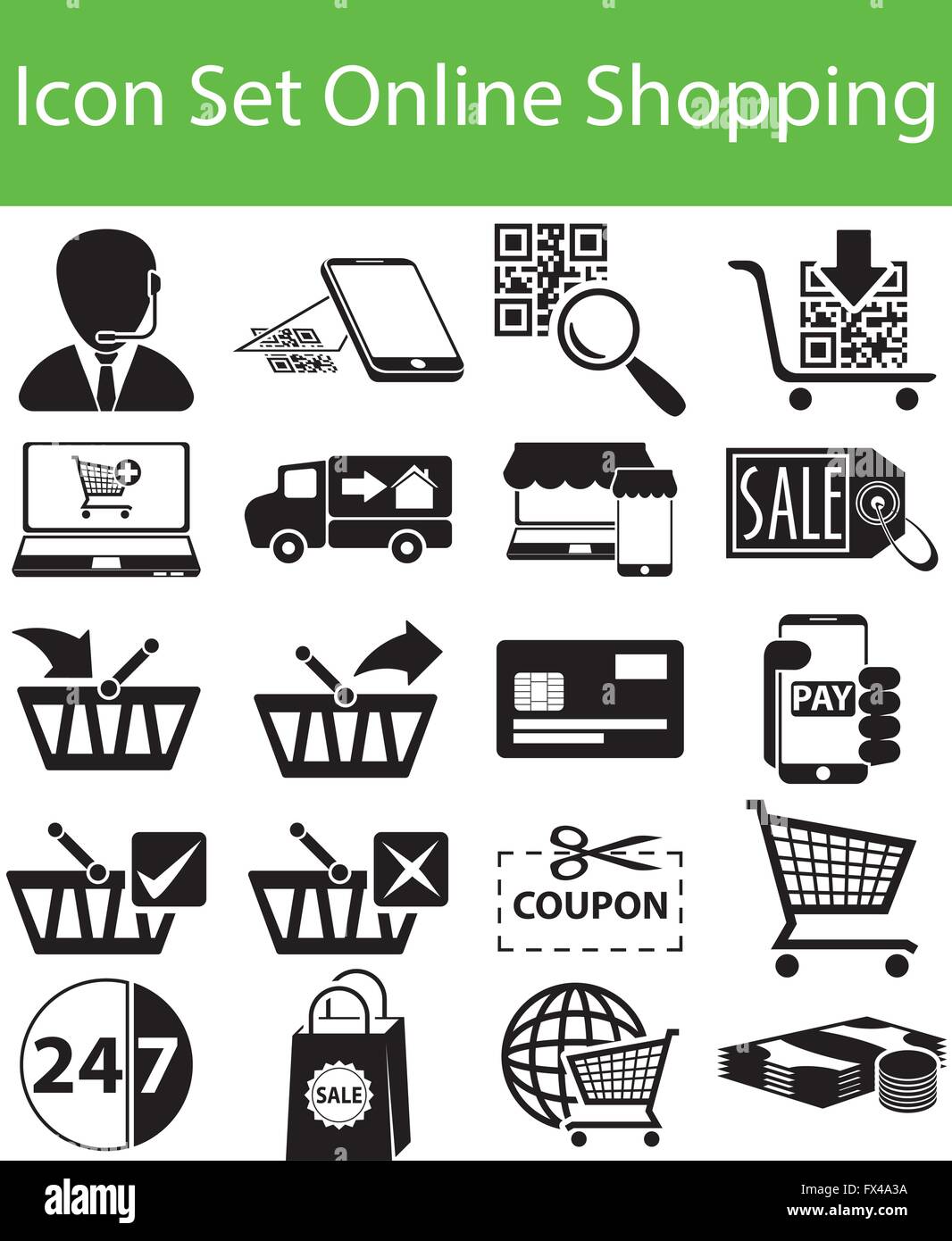 Icon Set Online-Shopping mit 20 Icons für den kreativen Einsatz in Grafik-design Stock Vektor
