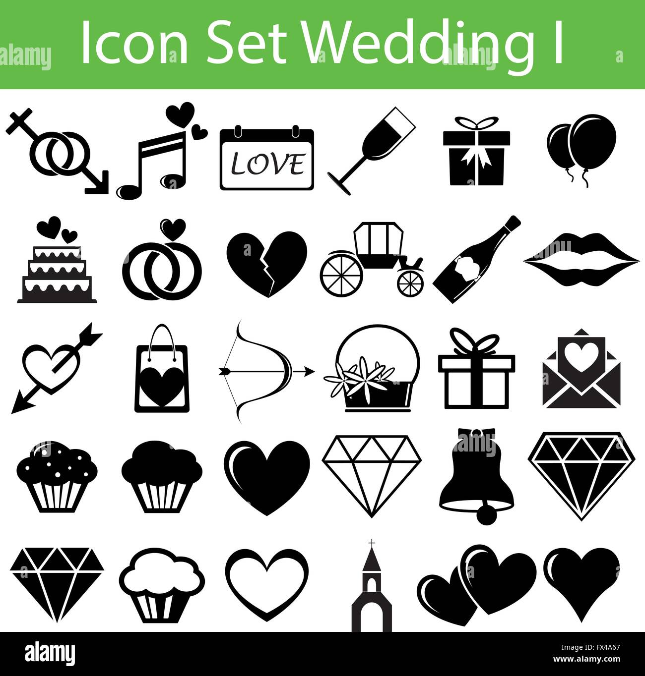 Icon-Set Hochzeit I mit 30 Symbole für verschiedene Kauf Stock Vektor