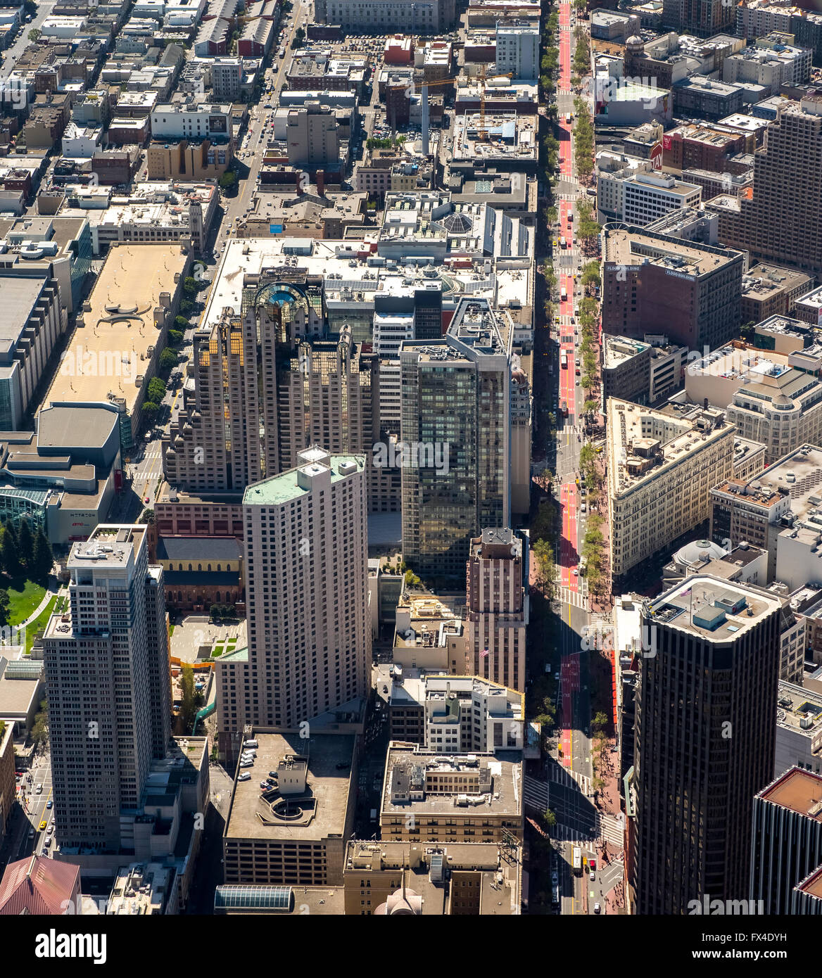 Luftaufnahme, Blick auf SOMA, Financial District, Downtown, Midtown, San Francisco, San Francisco Bay Area, Vereinigte Staaten Stockfoto