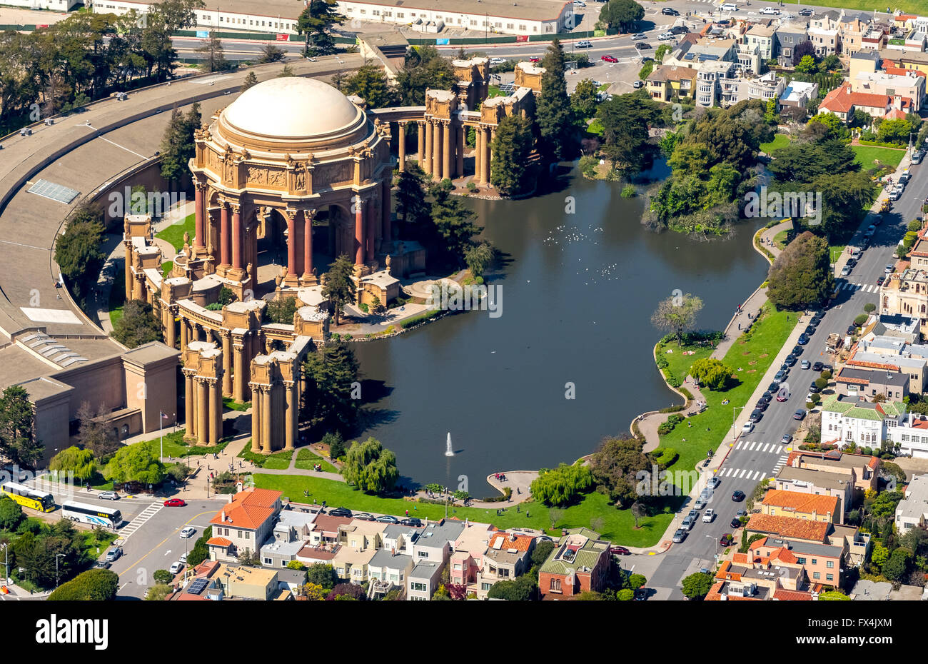 Luftaufnahme, Palace of Fine Arts, Presidio, Theater, San Francisco, San Francisco Bay Area, Vereinigte Staaten von Amerika, Kalifornien Stockfoto