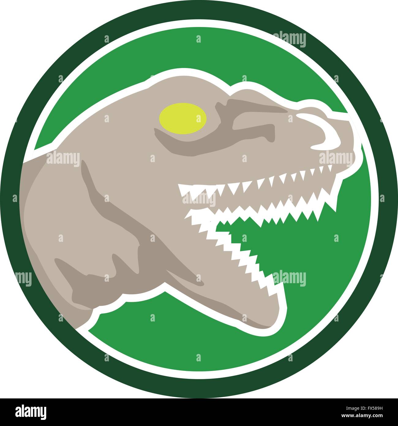 Abbildung eines Raptor t-Rex Dinosaurier Echse Reptil Kopfes Seitenansicht auf isolierte Hintergrund getan im retro-Stil in Kreis gesetzt. Stock Vektor
