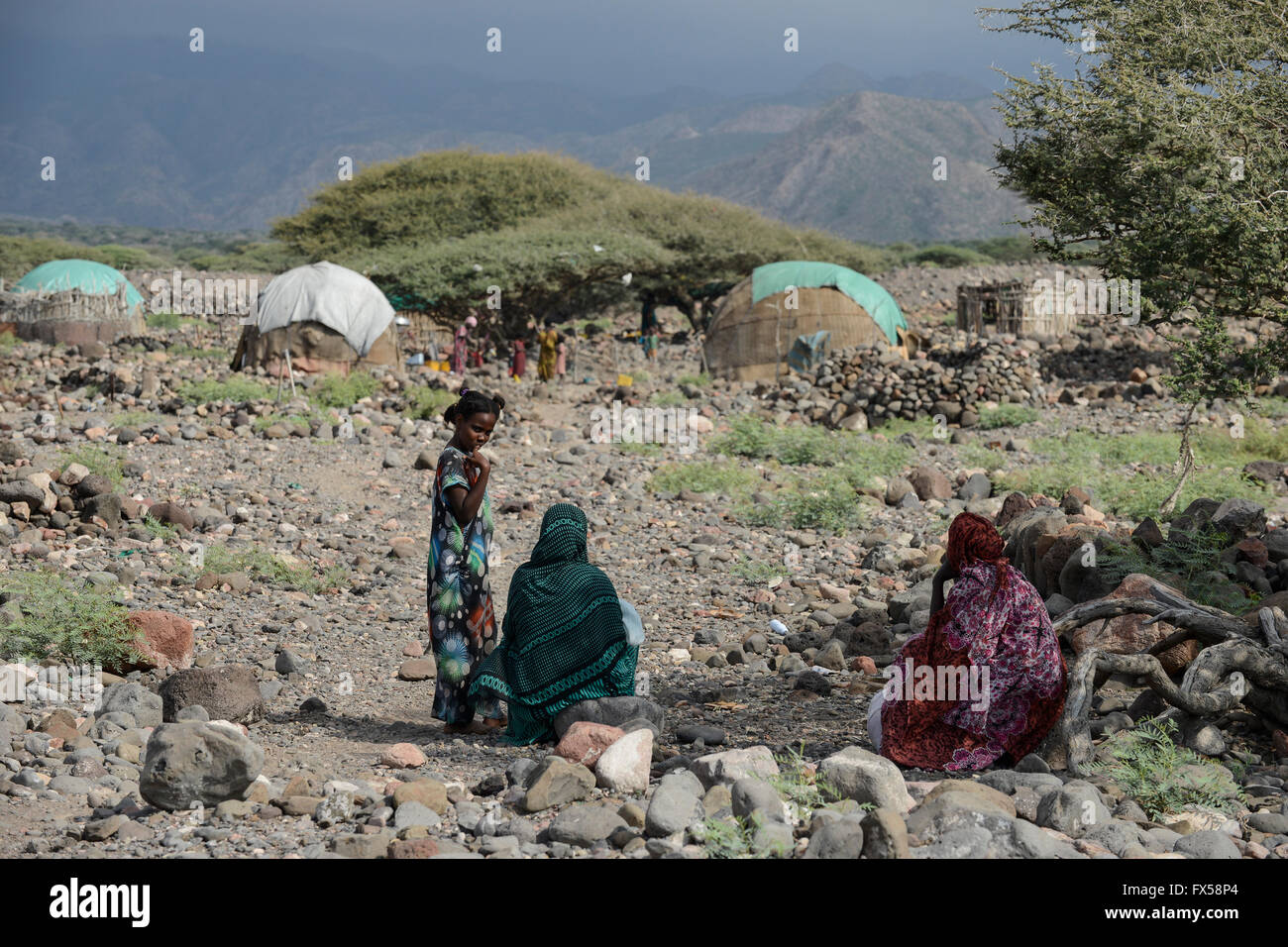 Dschibuti Tadjourah, Afar Dorf / LIEBESVERHÄLTNIS Tadjourah, ferne Dorf Stockfoto