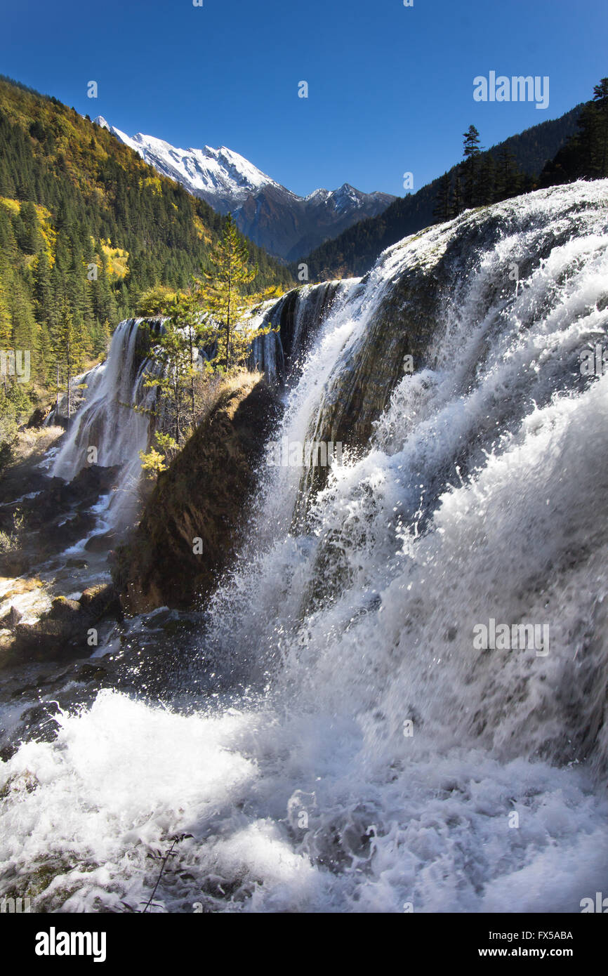 Pearl Shoal Wasserfall Jiuzhaigou landschaftlich in Sichuan, China Stockfoto
