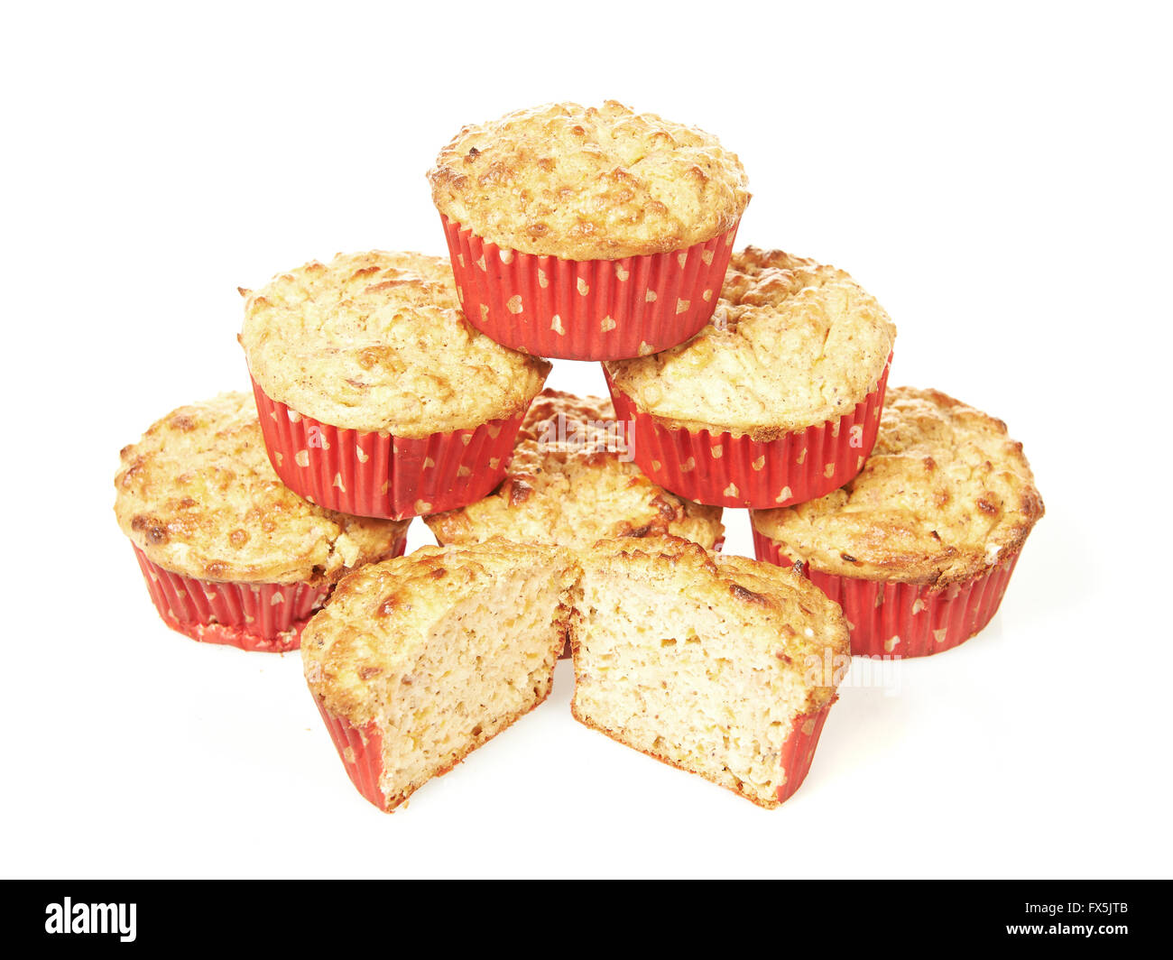 Kalorienarme Muffins isoliert auf weißem Hintergrund Stockfoto