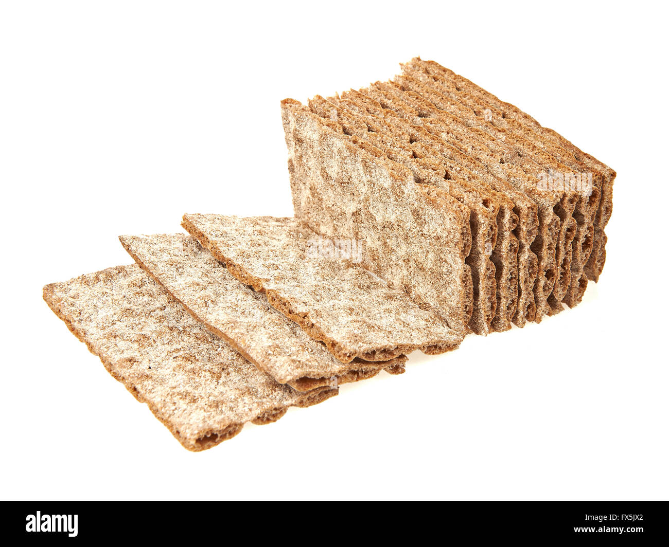 Knuspriges Brot auf einem weißen Hintergrund isoliert Stockfoto