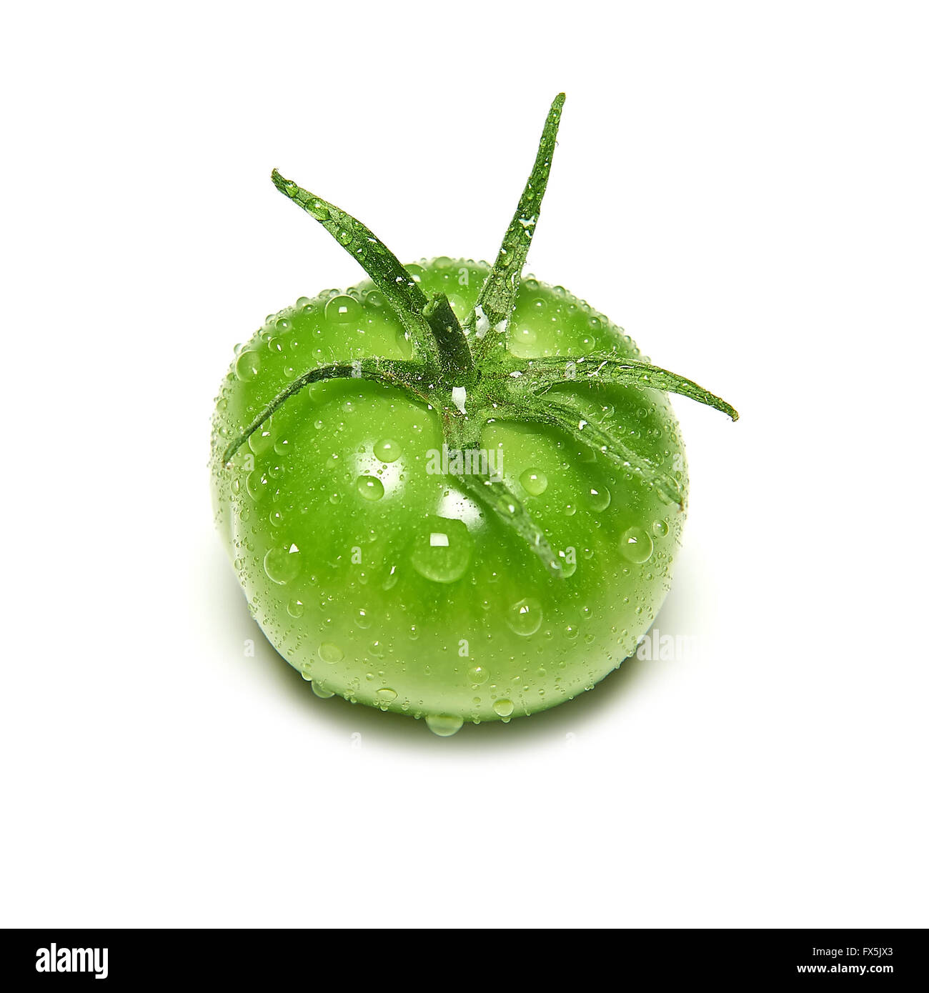 Unreife grüne Tomaten, isoliert auf weiss Stockfoto