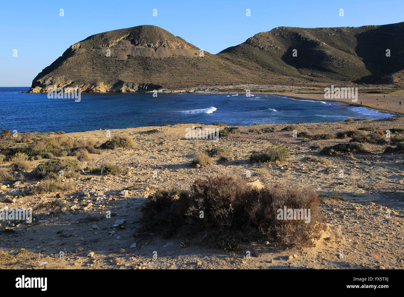 Küstenlandschaft in Playa de Playazo, Rodalquilar, Cabo de Gata natürlichen park, Almeria, Spanien Stockfoto