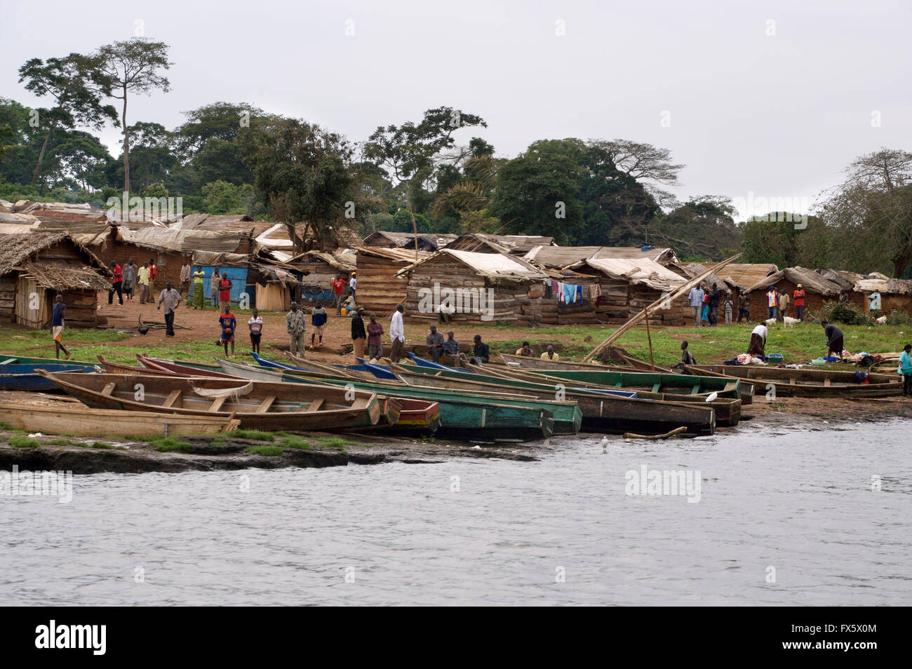 Dorf am Rande des Victoriasees in Uganda, Afrika Stockfoto