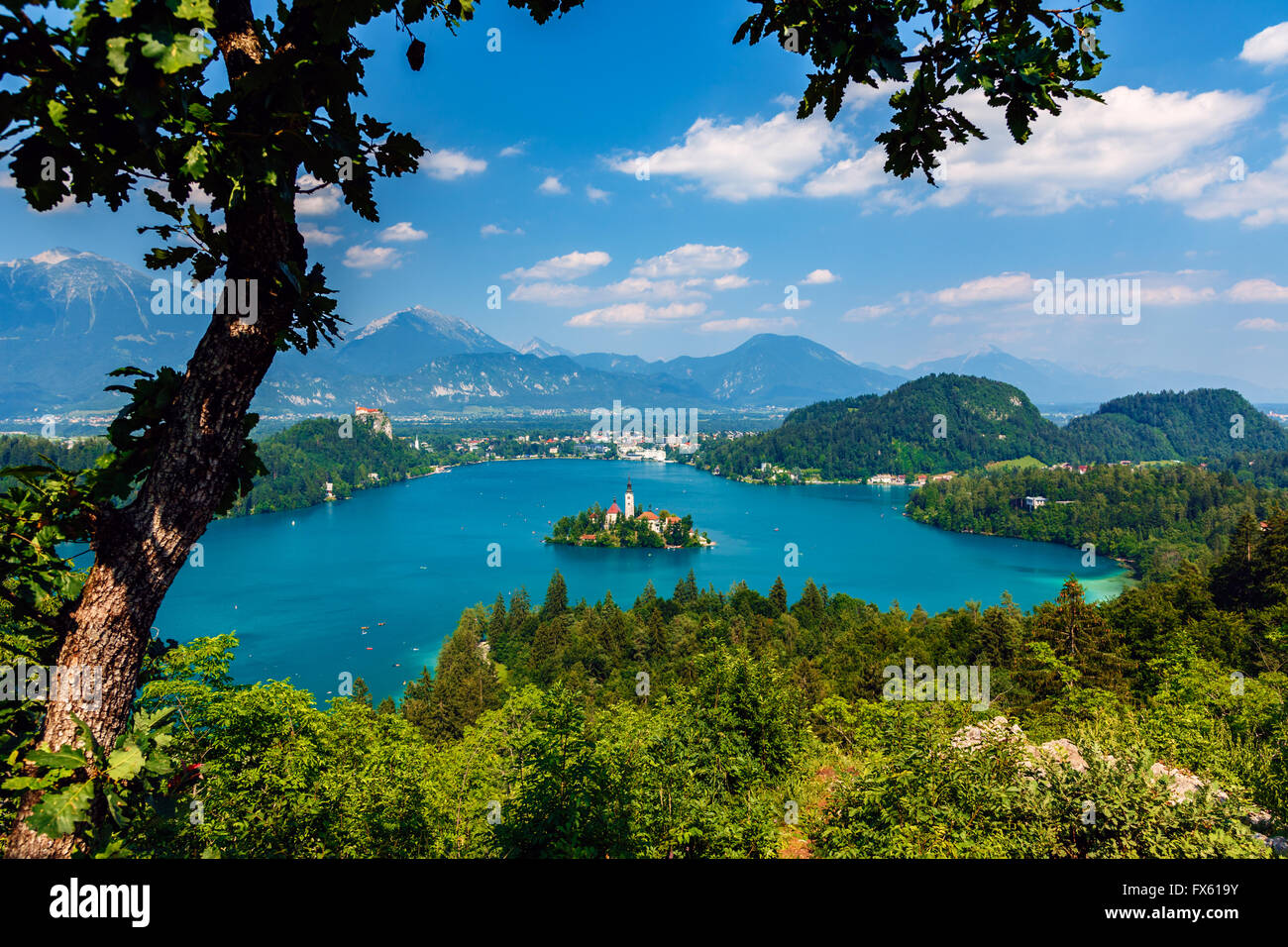 Panorama der Bleder See, Slowenien, Europa Stockfoto