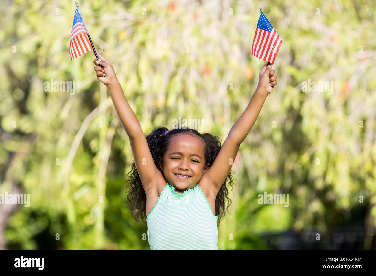 Junges Mädchen mit Usa-Flagge Stockfoto