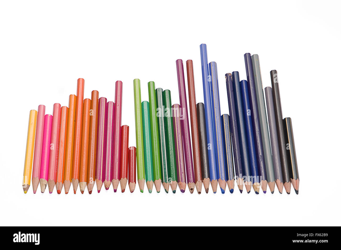 Bleistifte, gebrauchte, abgenutzt und stumpf Stockfoto