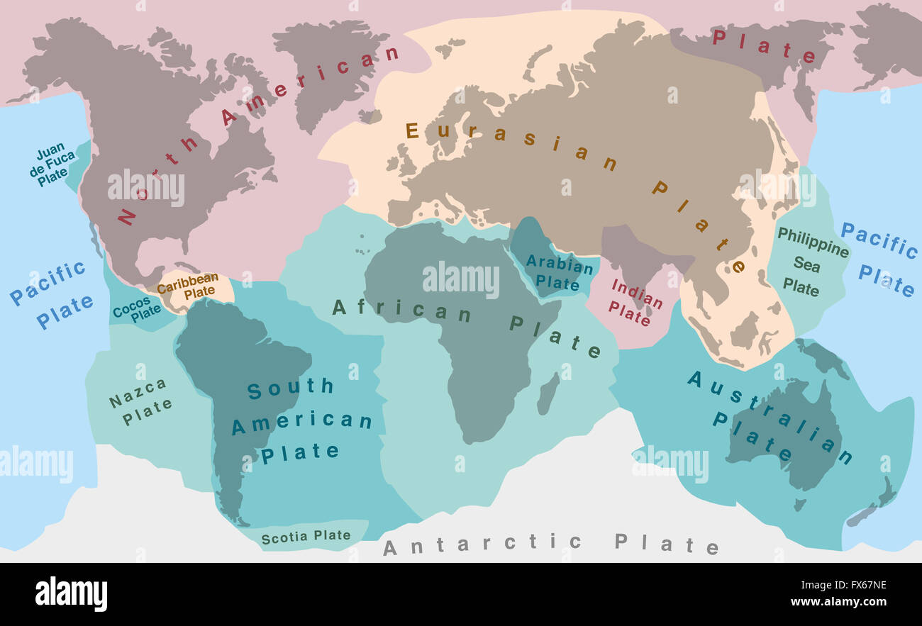 Tektonische Platten der Erde - Karte mit Namen der Major eine kleinere