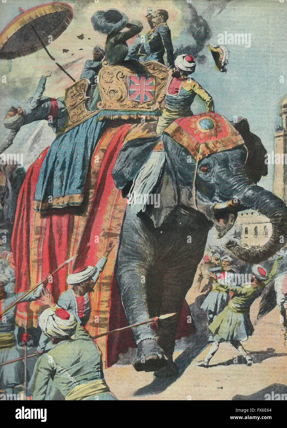 Das revolutionäre Angriff Konto gegen den Vizekönig von Indien während der feierlichen Zeremonie der Verlegung der Hauptstadt nach Delhi. 1912 Stockfoto