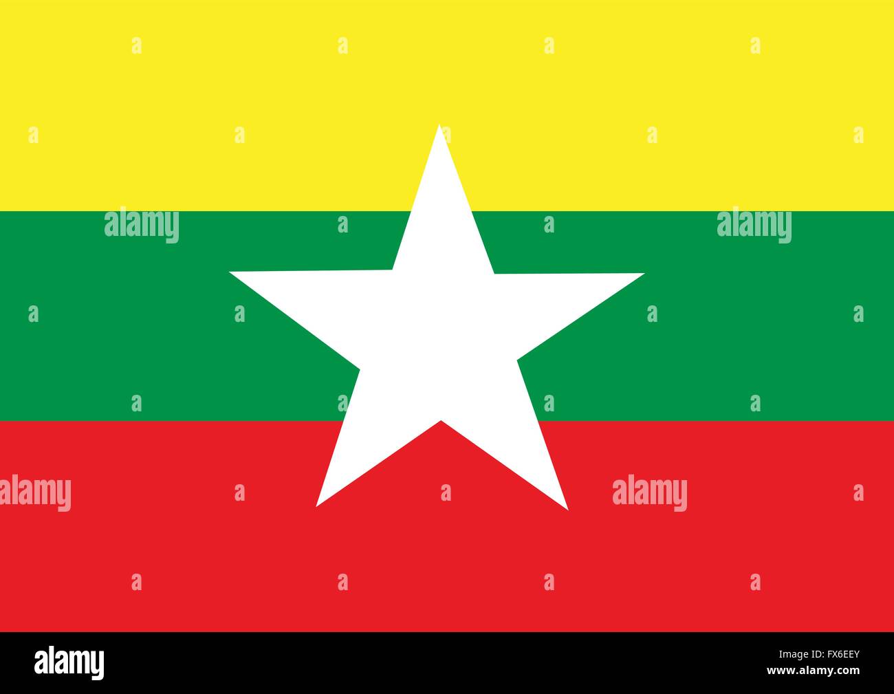 Burma/Myanmar Flagge oder Burma Themen Idee Flaggendesign Stock Vektor