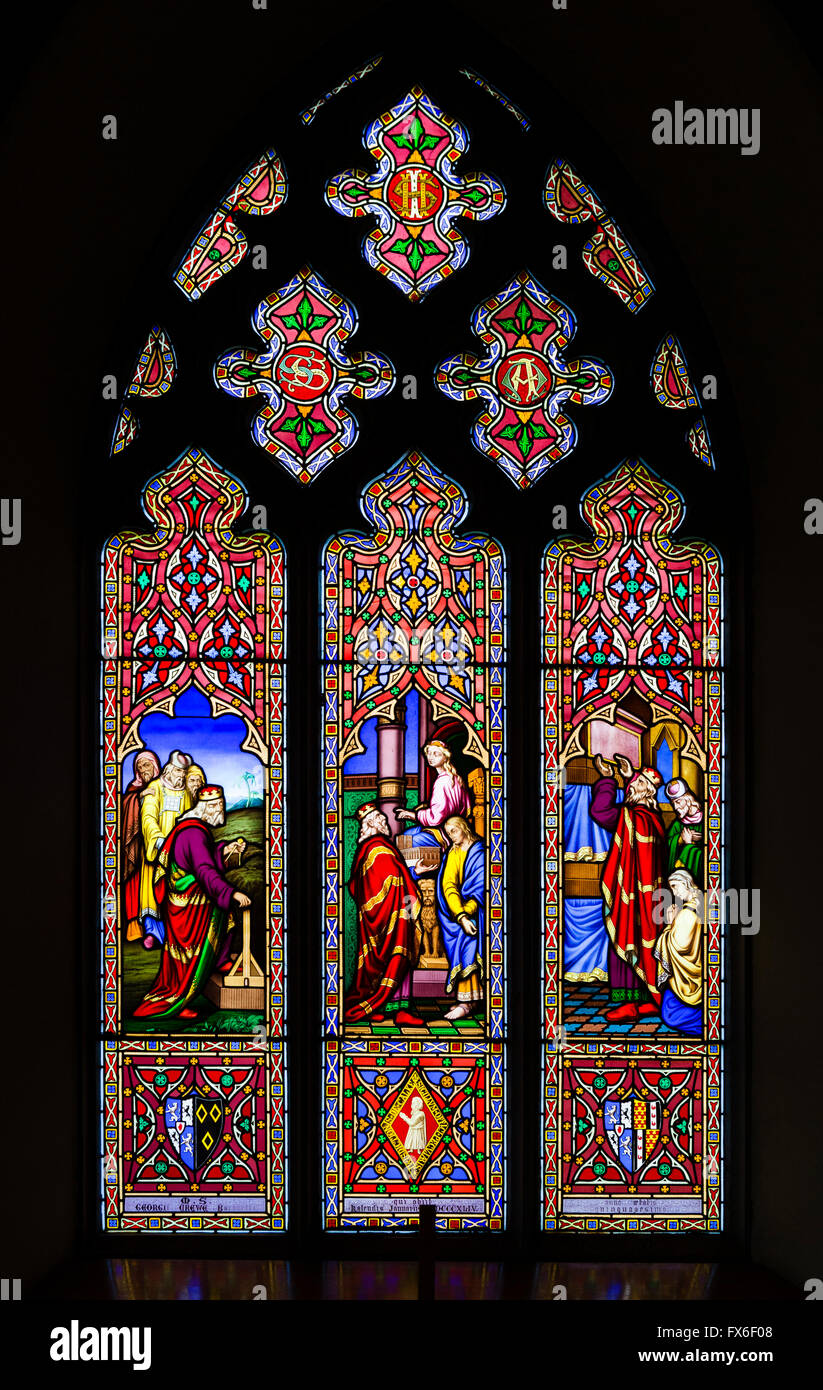 Glasfenster in der Kirche St. Gile Calke Abbey, in der Nähe von Ticknall, Derbyshire, England, UK Stockfoto