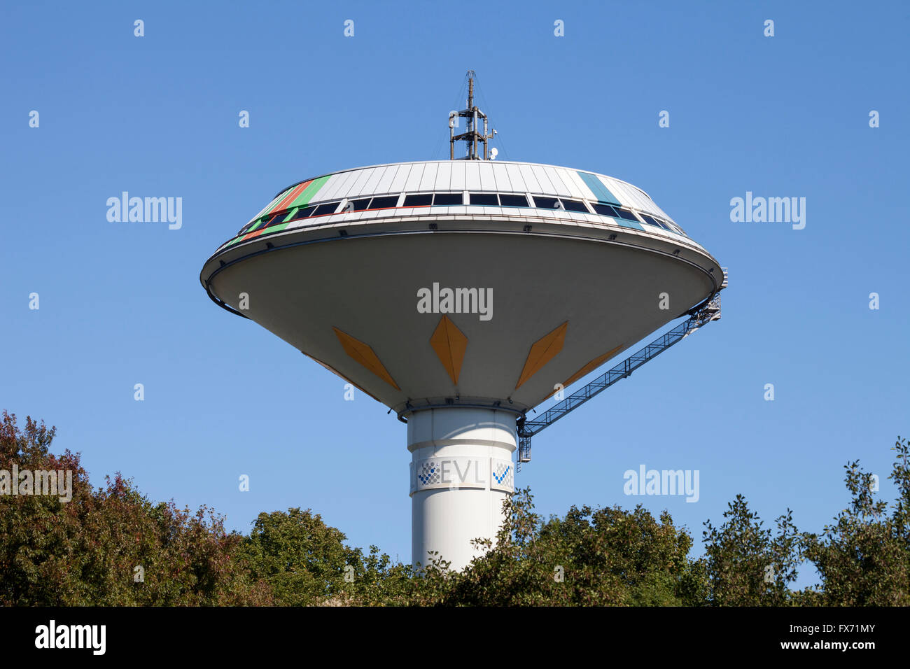 Wasserturm Leverkusen-Power supply, Energieversorgung Leverkusen, EVL, Leverkusen, Nordrhein-Westfalen, Deutschland Stockfoto