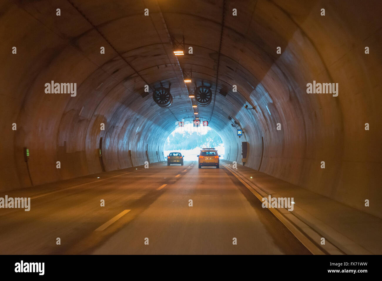 Rennsteig Tunnel oder Christiane-Tunnel, A71 Autobahntunnel, der längste Straßentunnel in Deutschland, Thüringen, Deutschland Stockfoto