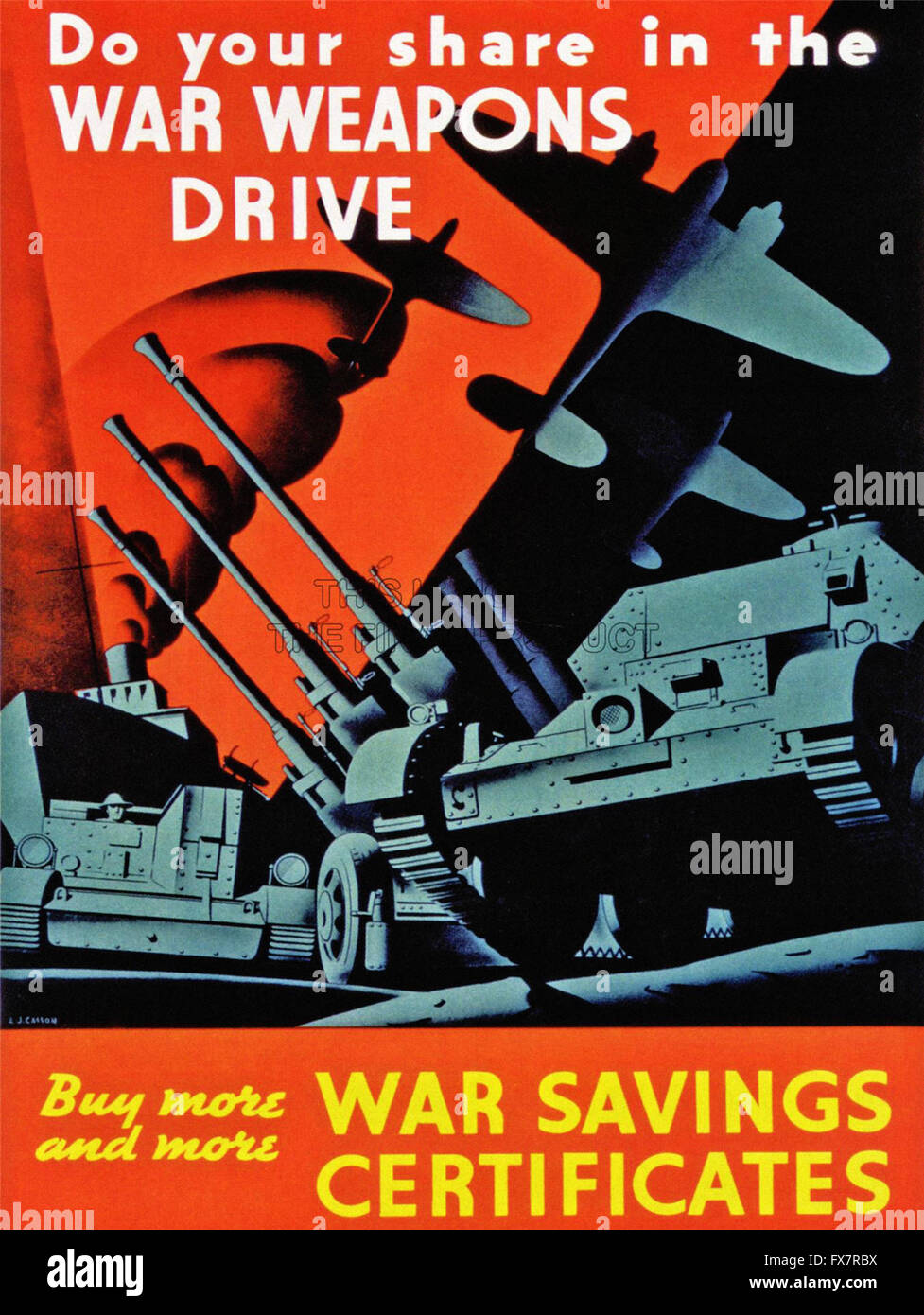 Kriegs Waffen Drive - Weltkrieg - US-Propaganda Poster Stockfoto