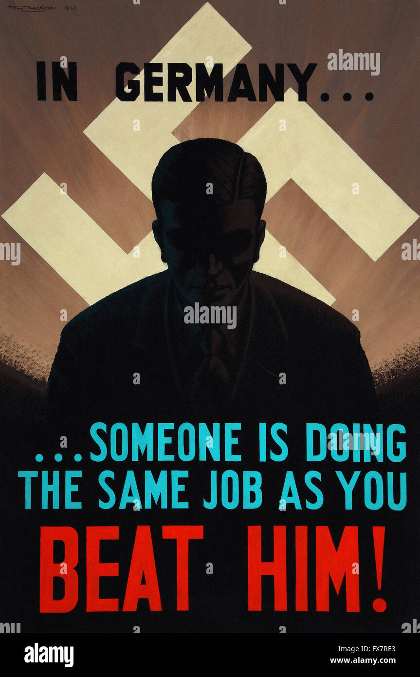 In Deutschland die gleiche Arbeit wie Sie - Weltkrieg - US-Propaganda Poster Stockfoto