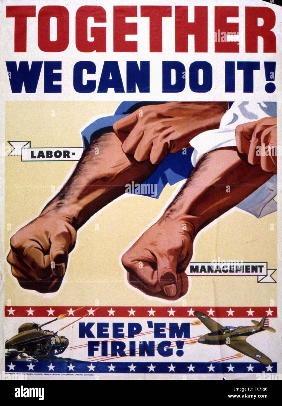 Gemeinsam können wir es schaffen! -Weltkrieg - US-Propaganda Poster Stockfoto
