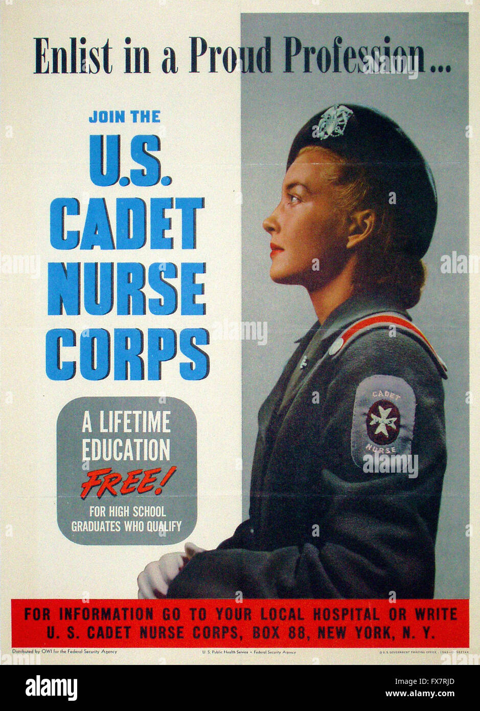 US Kadett Nurse Corps - Weltkrieg - US-Propaganda Poster Stockfoto