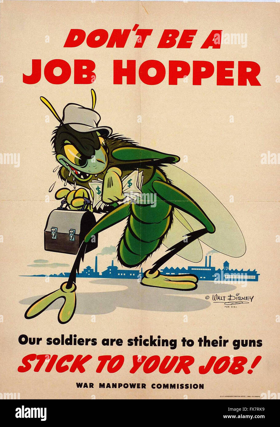 Zu Ihrem Job - Weltkrieg II - US-Propaganda Poster Stick Stockfoto