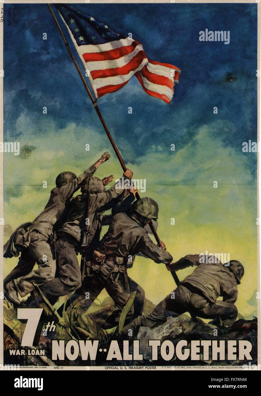 Jetzt alle zusammen - Weltkrieg II - US-Propaganda Poster Stockfoto