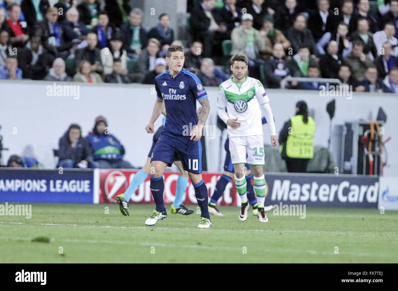 James Rodriguez in Aktion während der Liga-Meister Wolfsburg match - Real Madrid © Laurent Lairys Agence Locevaphotos Stockfoto